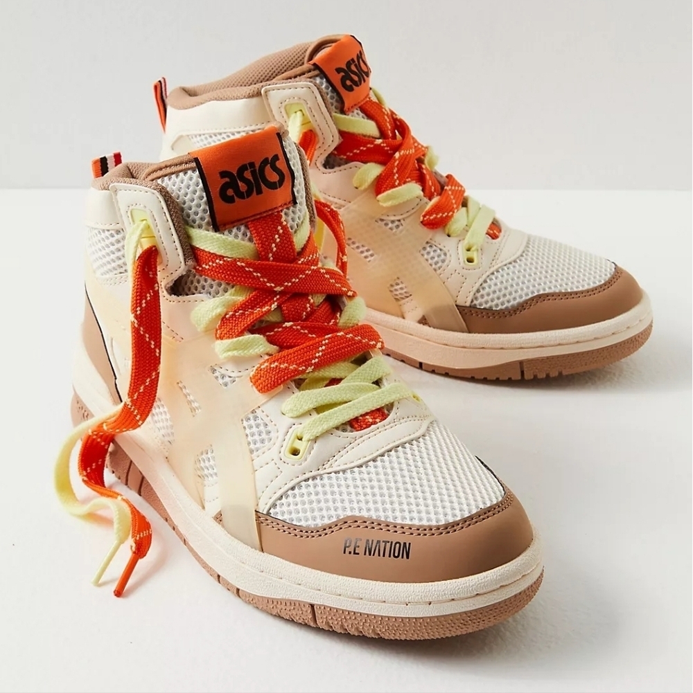 NEW P.E Nation X Asics Mid-Top Pearled Ivory EX89 Unisex Sneakers Size 8.5